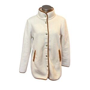 J. Crew Womens Teddy Jacket Piped Sherpa Jacket Cream Ivory Sz. S